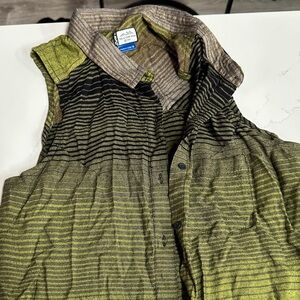 Kavu Green and Brown Striped Button Down Dress